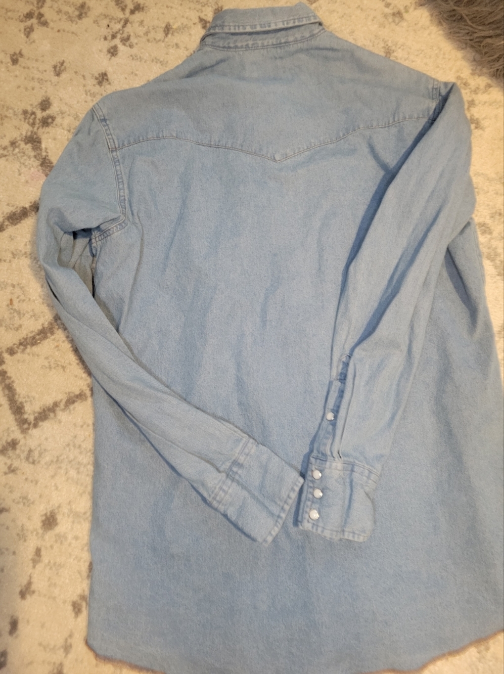 Wrangler Light Blue Denim Western Button-Down Shirt - Picture 3 of 3